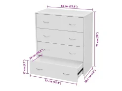 Aparador con 4 cajones 60x30,5x71 cm Blanco
