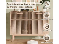 Aparador con 2 cajones y 2 puertas, mueble de cocina, madera, 100 x 35 x 80 cm