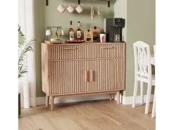 Aparador con 2 cajones y 2 puertas, mueble de cocina, madera, 100 x 35 x 80 cm