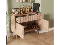 Aparador con 2 cajones y 2 puertas, mueble de cocina, madera, 100 x 35 x 80 cm