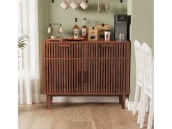 Aparador con 2 cajones y 2 puertas, mueble de cocina, madera, 100 x 35 x 80 cm