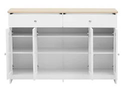 Aparador con 2 cajones y puertas de cristal - para salón y comedor - Blanco