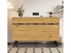 Aparador con 3 puertas - 140 x 40 x 75,5 cm - para salón y comedor - aglomerado - natural