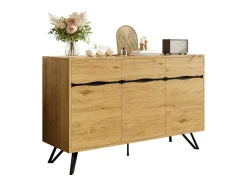 Aparador con 3 puertas - 140 x 40 x 75,5 cm - para salón y comedor - aglomerado - natural