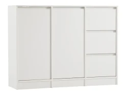 Aparador con 2 puertas, 3 cajones, mueble de almacenaje para comedor, salón, 120x90x35cm, color blanco