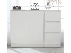 Aparador con 2 puertas, 3 cajones, mueble de almacenaje para comedor, salón, 120x90x35cm, color blanco