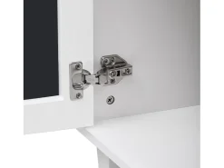 Aparador con 4 puertas con espejo, cajones y estantes regulables, MDF, blanco (140x40x83cm)