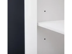 Aparador con 4 puertas con espejo, cajones y estantes regulables, MDF, blanco (140x40x83cm)