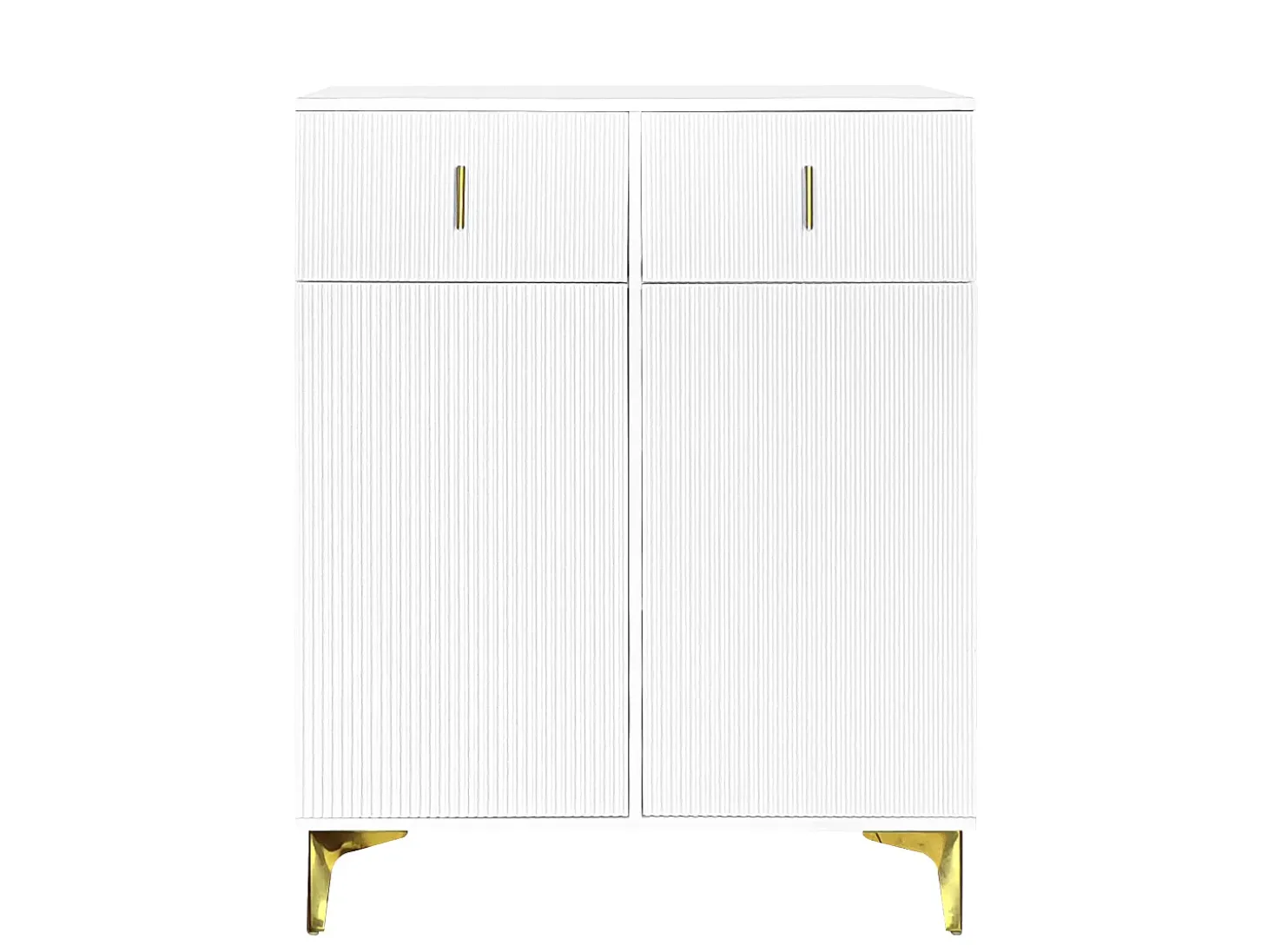 Aparador con 3 puertas correderas de ratán, 2 cajones, MDF, blanco (83x35x101 cm)