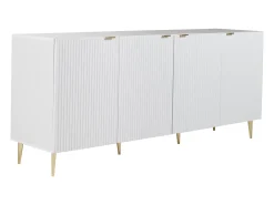 Aparador con 4 puertas de MDF y acero - Blanco y dorado - YESINIA
