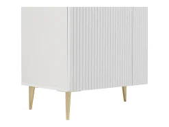 Aparador con 4 puertas de MDF y acero - Blanco y dorado - YESINIA