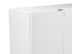Aparador con 4 puertas de MDF y acero - Blanco y dorado - YESINIA