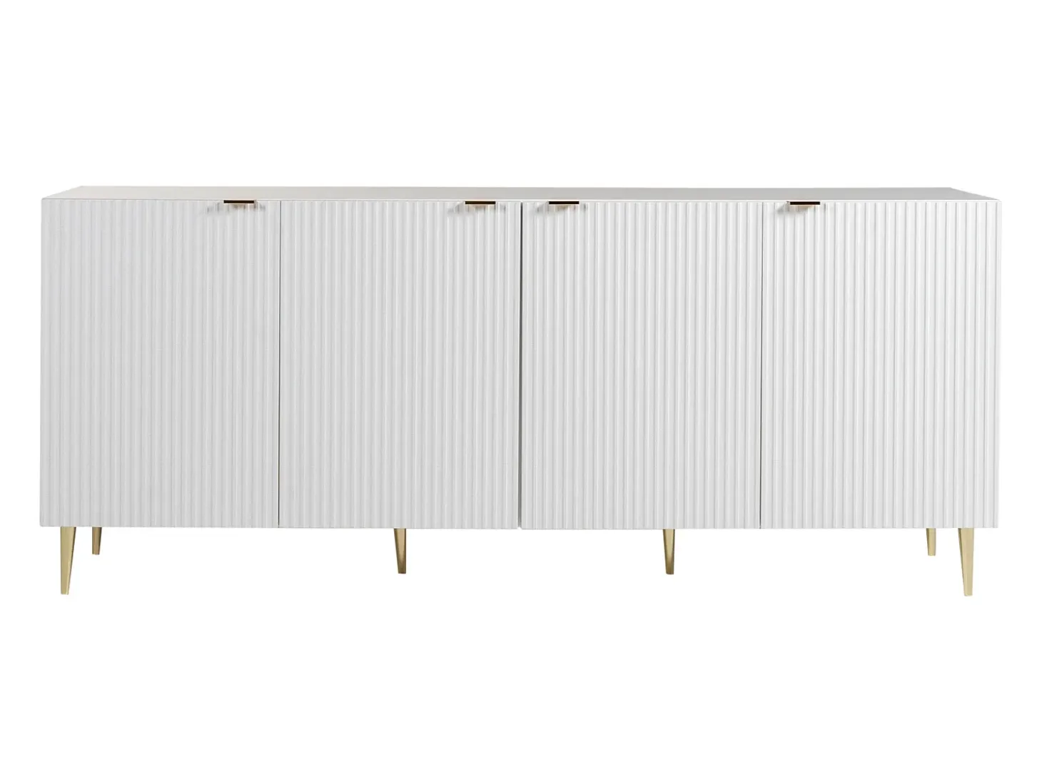 Aparador con 4 puertas de MDF y acero - Blanco y dorado - YESINIA