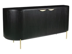 Aparador con 2 puertas de madera de mango y metal dorado - Negro - NEVILI