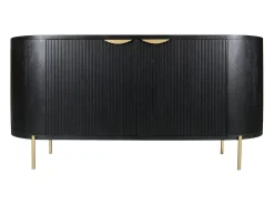 Aparador con 2 puertas de madera de mango y metal dorado - Negro - NEVILI