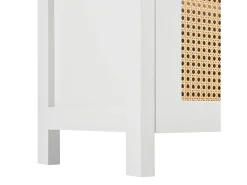Aparador con 4 puertas de ratán - 145 x 40 x 80 cm - con estantes regulables - Blanco