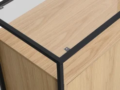 Aparador con 3 puertas de MDF, vidrio templado y metal - Natural claro - CAMATA