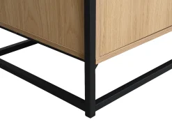 Aparador con 3 puertas de MDF, vidrio templado y metal - Natural claro - CAMATA