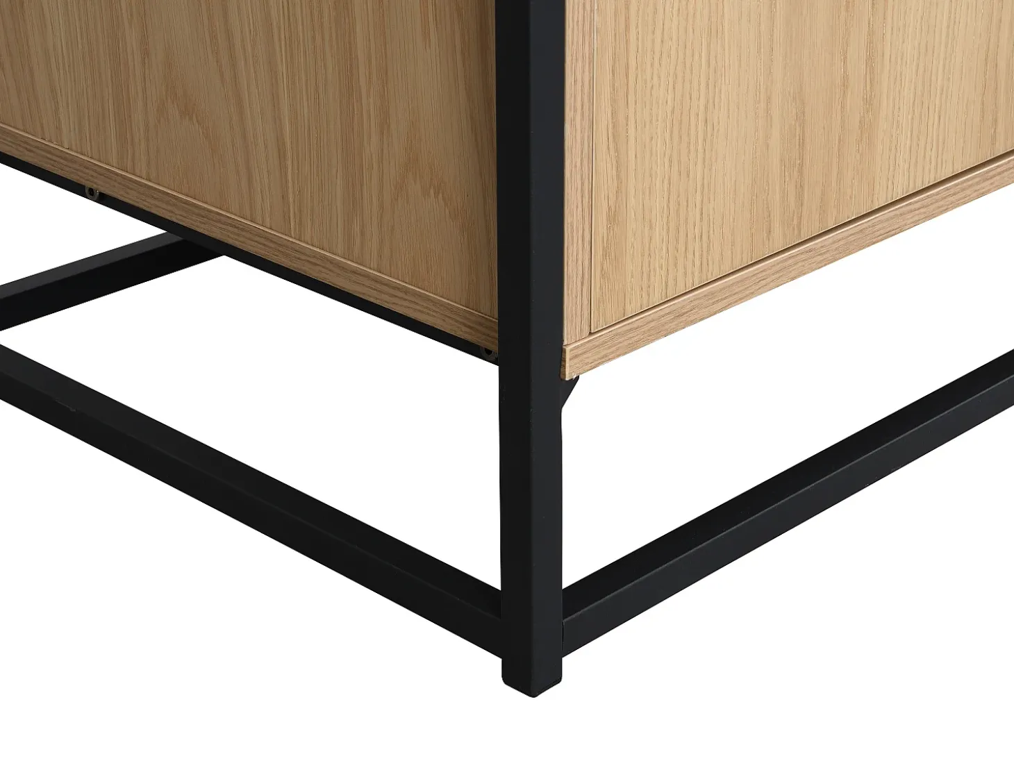 Aparador con 3 puertas de MDF, vidrio templado y metal - Natural claro - CAMATA
