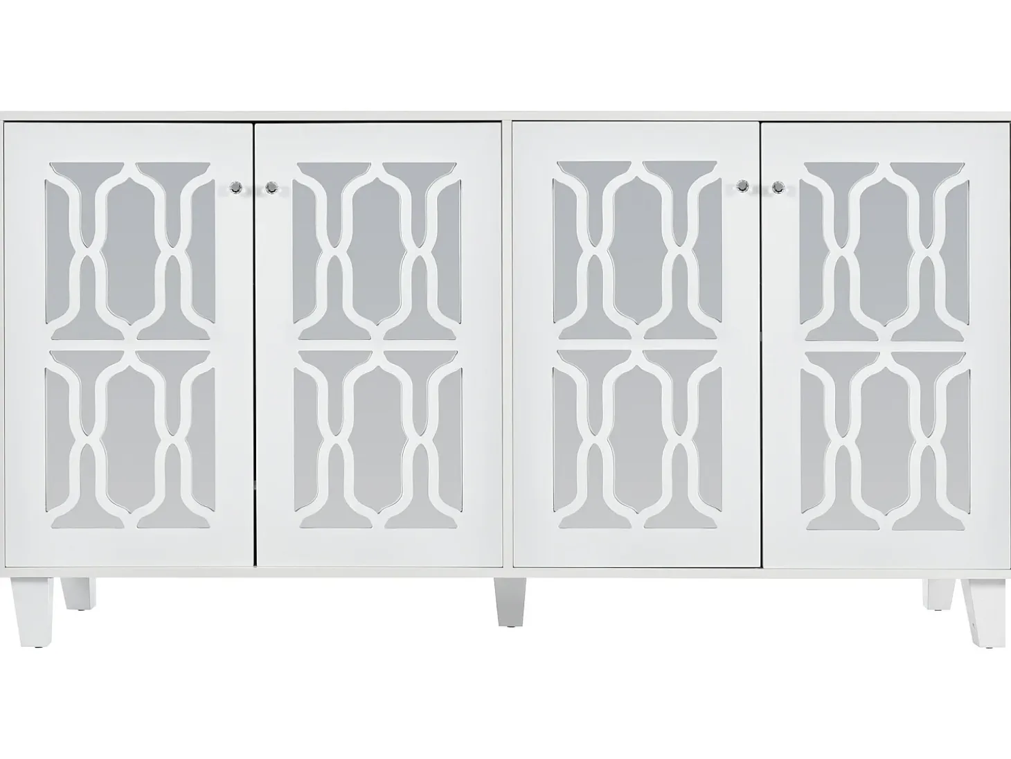 Aparador con 4 puertas de MDF espejadas - estante regulable - color blanco