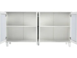 Aparador con 4 puertas de MDF espejadas - estante regulable - color blanco