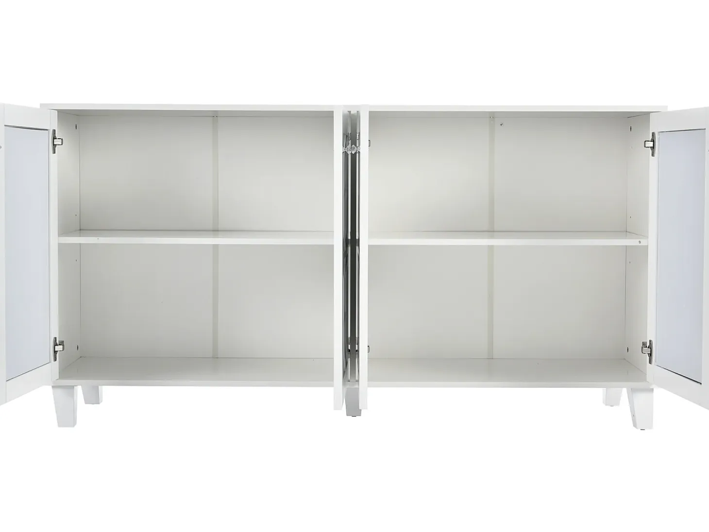 Aparador con 4 puertas de MDF espejadas - estante regulable - color blanco