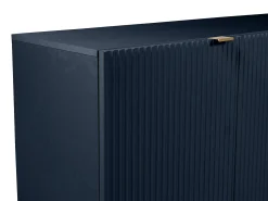 Aparador con 4 puertas de MDF y acero - Azul y dorado - YESINIA