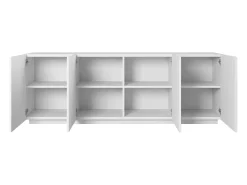 Aparador con 4 puertas en madera laminada blanca 200x43 cm