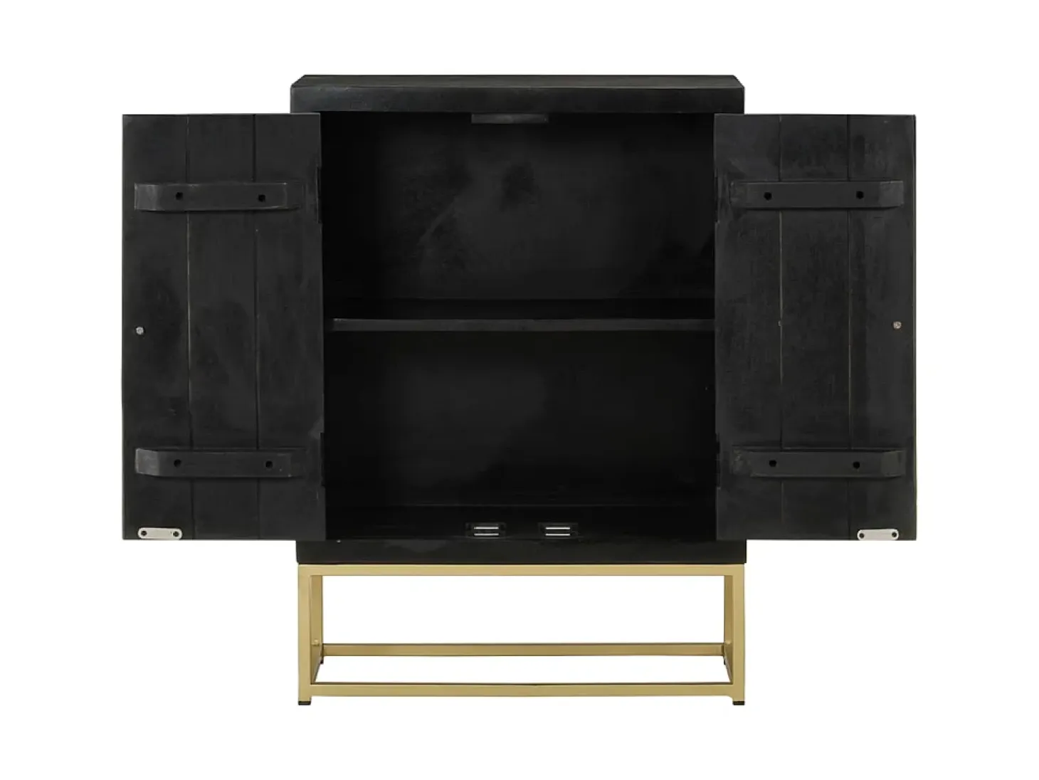 Aparador con 2 puertas madera mango negro y dorado 55x30x75 cm ES48298