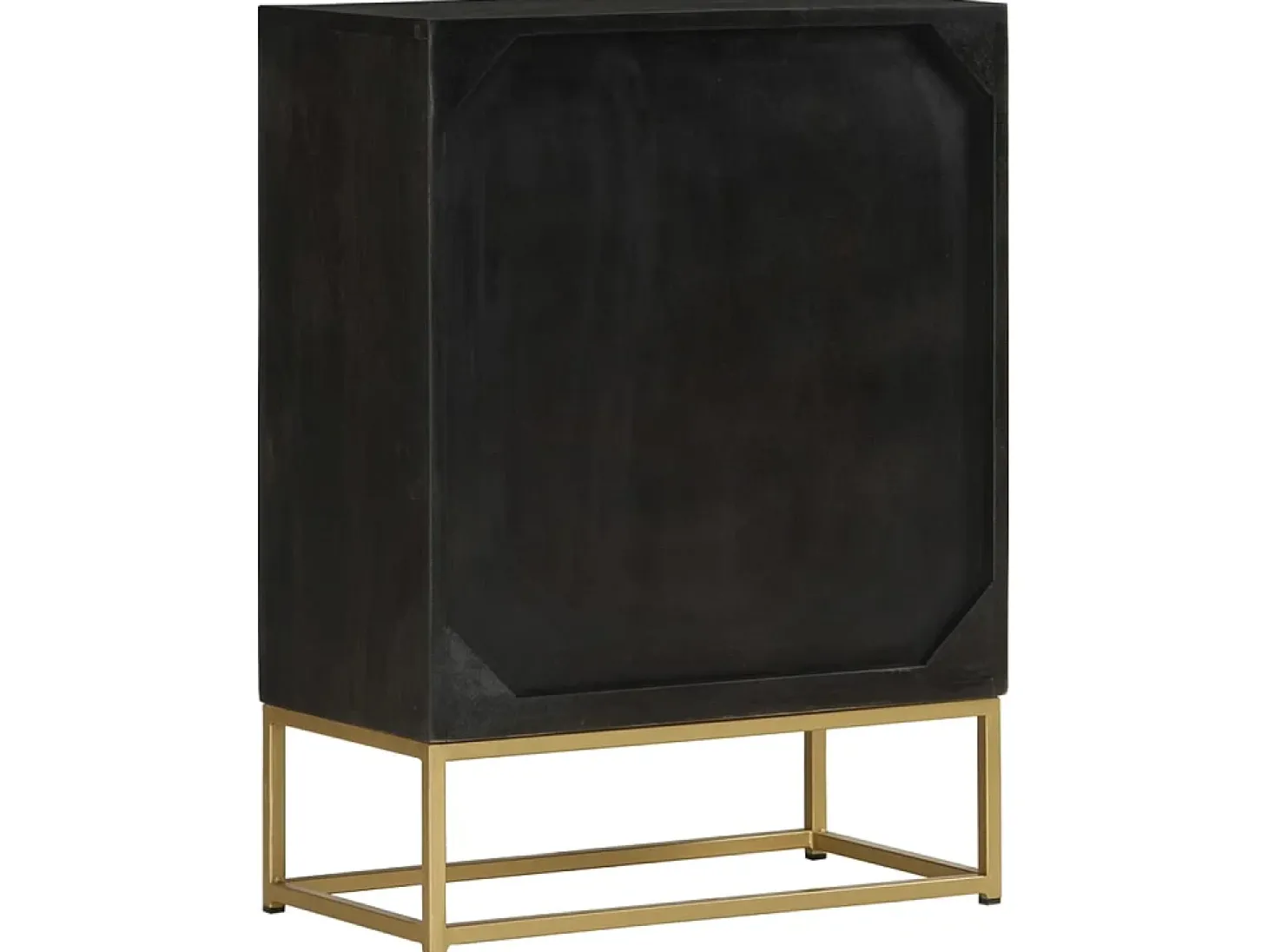 Aparador con 2 puertas madera mango negro y dorado 55x30x75 cm ES48298
