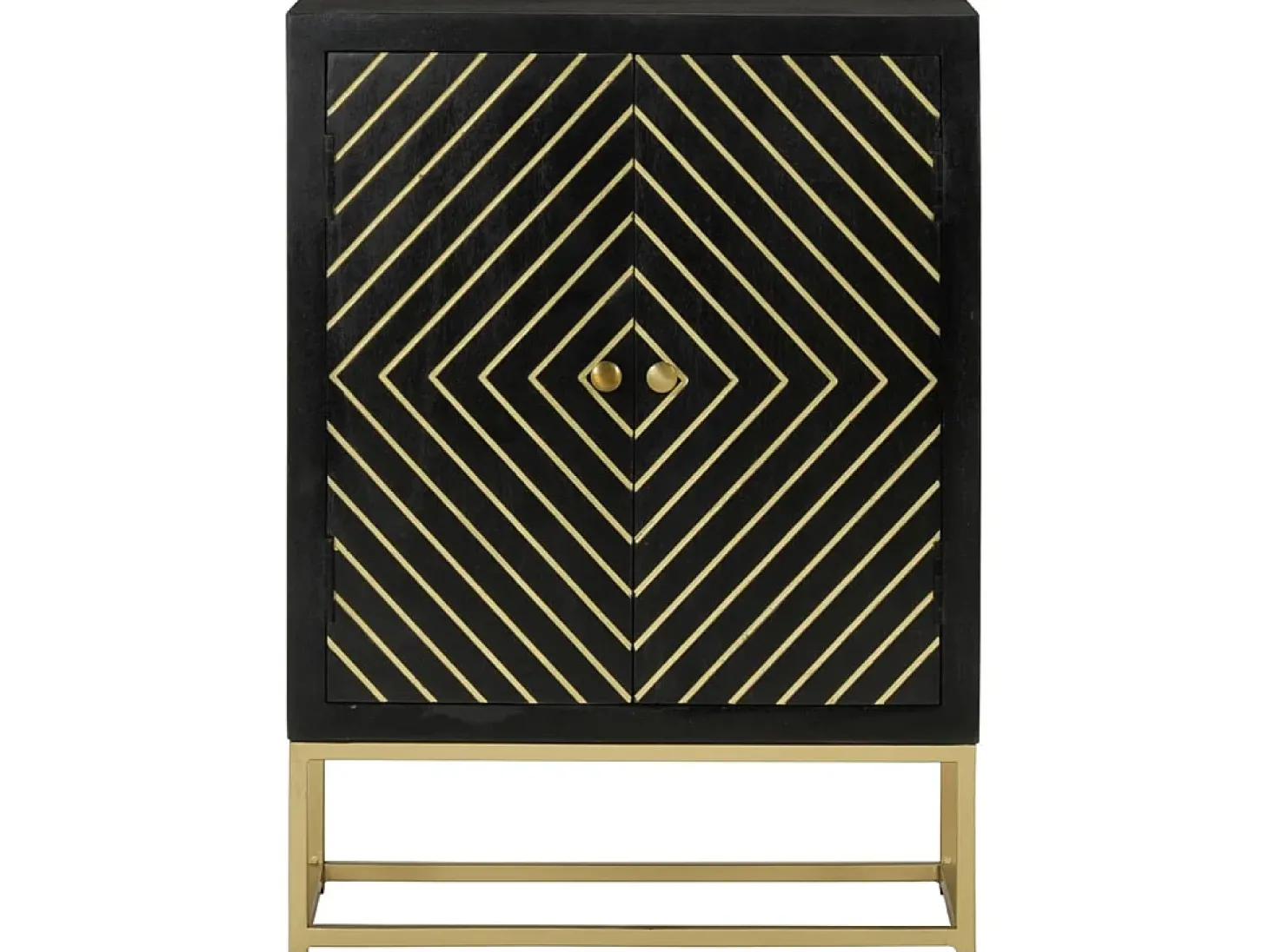 Aparador con 2 puertas madera mango negro y dorado 55x30x75 cm ES48298