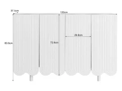 Aparador con 4 puertas perfiladas - 120 x 37,5 x 80,8 cm - Tablero de partículas - Forma de lágrima - Blanco