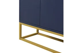 Aparador con 4 puertas sin tiradores - patas de metal dorado - Azul