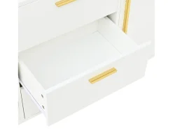 Aparador con 2 puertas y 3 cajones - Diseño en V - Blanco y dorado