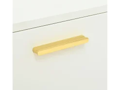 Aparador con 2 puertas y 3 cajones - Diseño en V - Blanco y dorado