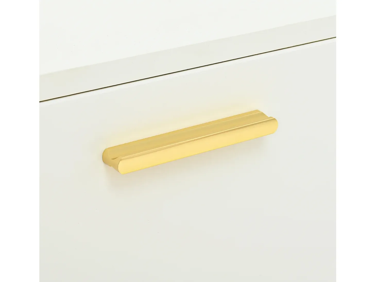 Aparador con 2 puertas y 3 cajones - Diseño en V - Blanco y dorado