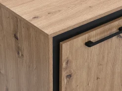 Aparador con 3 puertas y 3 cajones de MDF - Natural y negro - NALAMANE