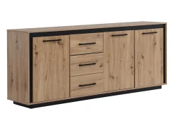 Aparador con 3 puertas y 3 cajones de MDF - Natural y negro - NALAMANE