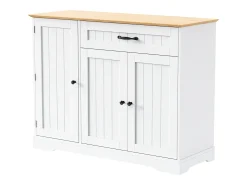 Aparador con 3 puertas y 1 cajón - Madera MDF - Natural y blanco