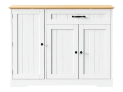 Aparador con 3 puertas y 1 cajón - Madera MDF - Natural y blanco