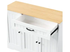 Aparador con 3 puertas y 1 cajón - Madera MDF - Natural y blanco
