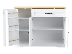 Aparador con 3 puertas y 1 cajón - Madera MDF - Natural y blanco