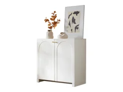 Aparador con 2 puertas y 6 cajones, mueble de almacenaje, diseño moderno, blanco (80x40x80 cm)