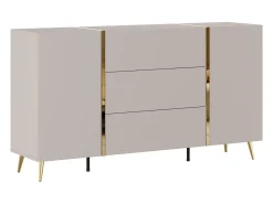 Aparador con 2 puertas y 3 cajones - Beige y Dorado - MARZIALO