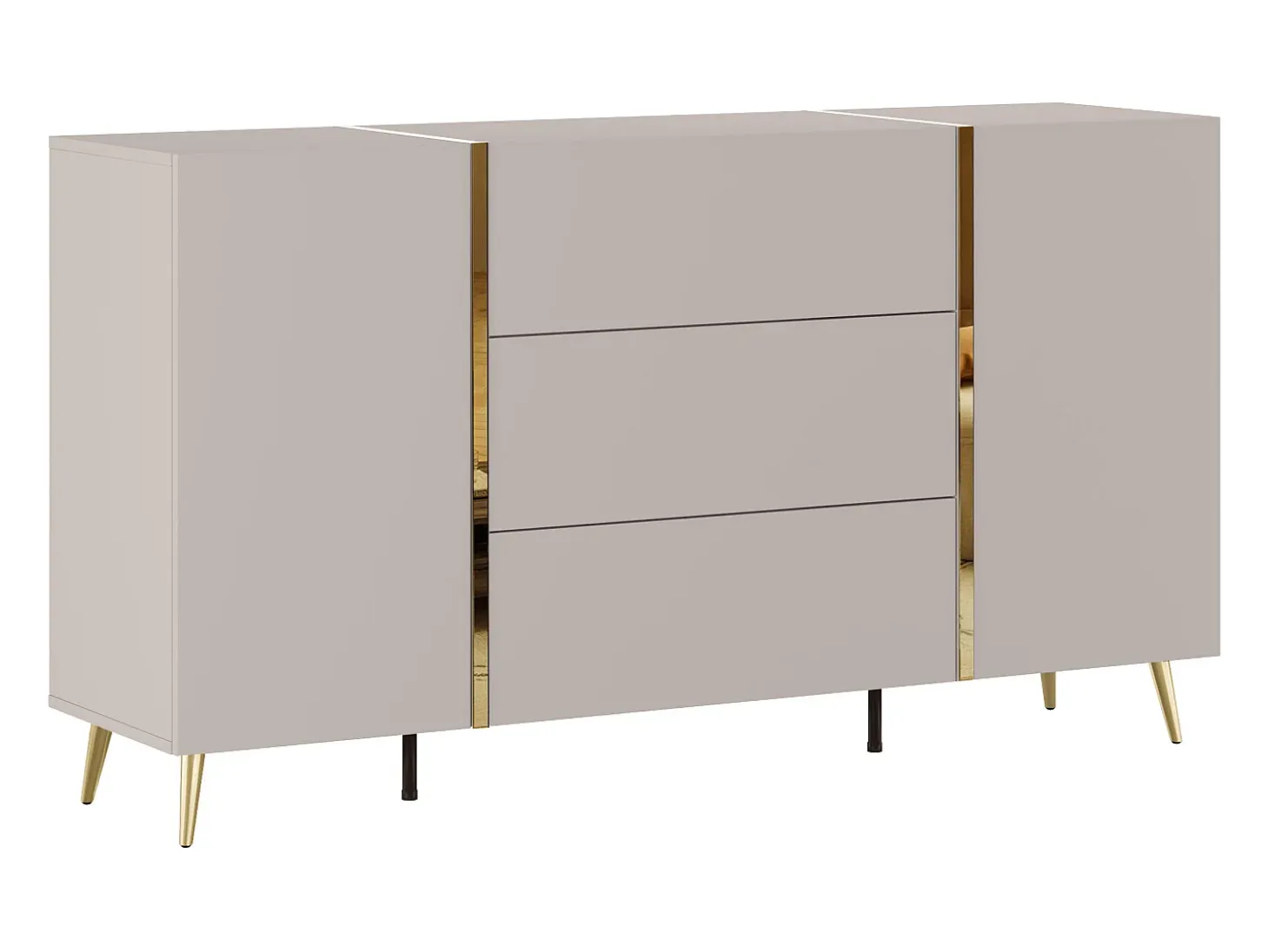 Aparador con 2 puertas y 3 cajones - Beige y Dorado - MARZIALO
