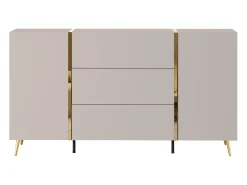 Aparador con 2 puertas y 3 cajones - Beige y Dorado - MARZIALO