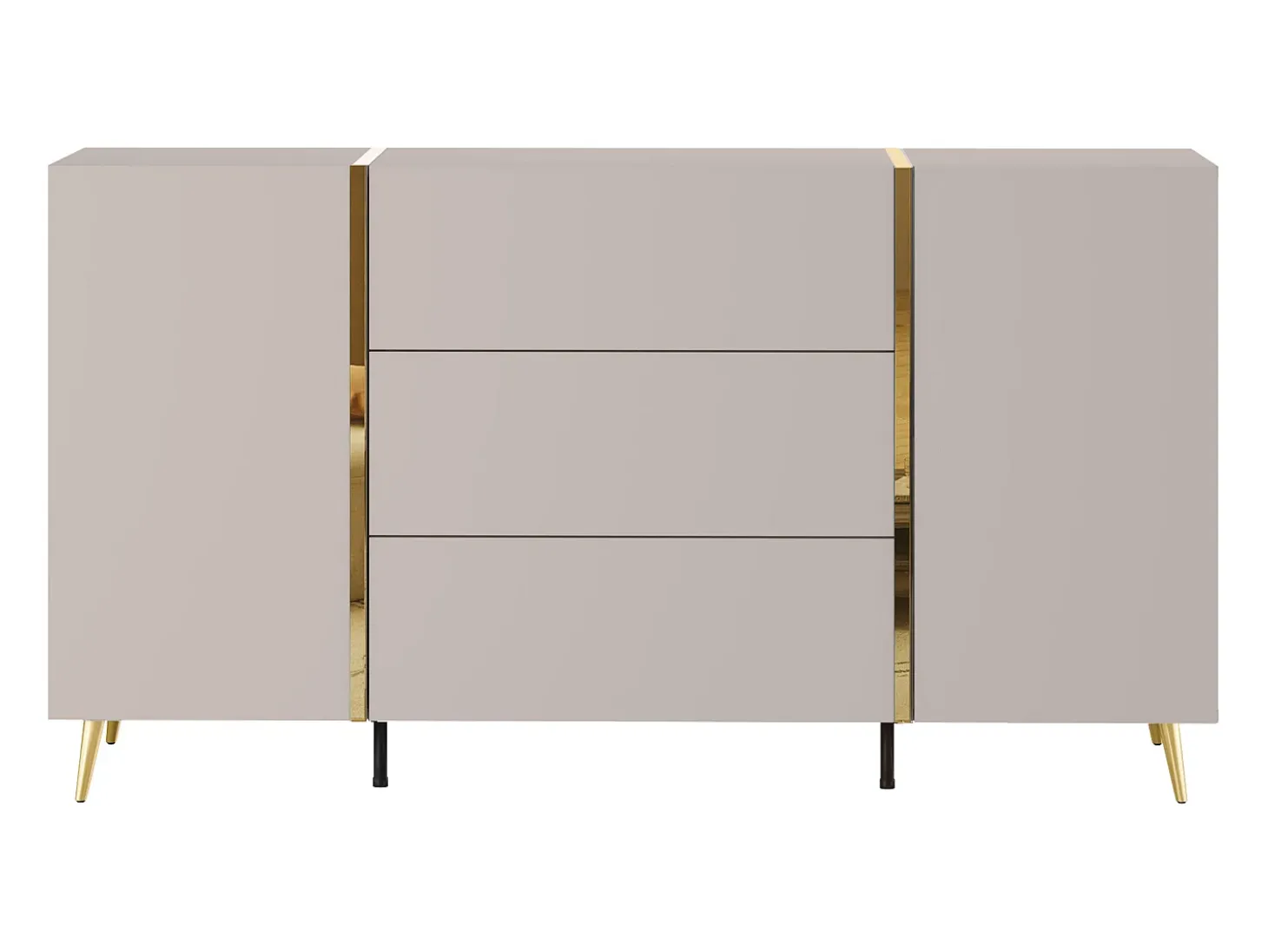 Aparador con 2 puertas y 3 cajones - Beige y Dorado - MARZIALO