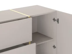 Aparador con 2 puertas y 3 cajones - Beige y Dorado - MARZIALO