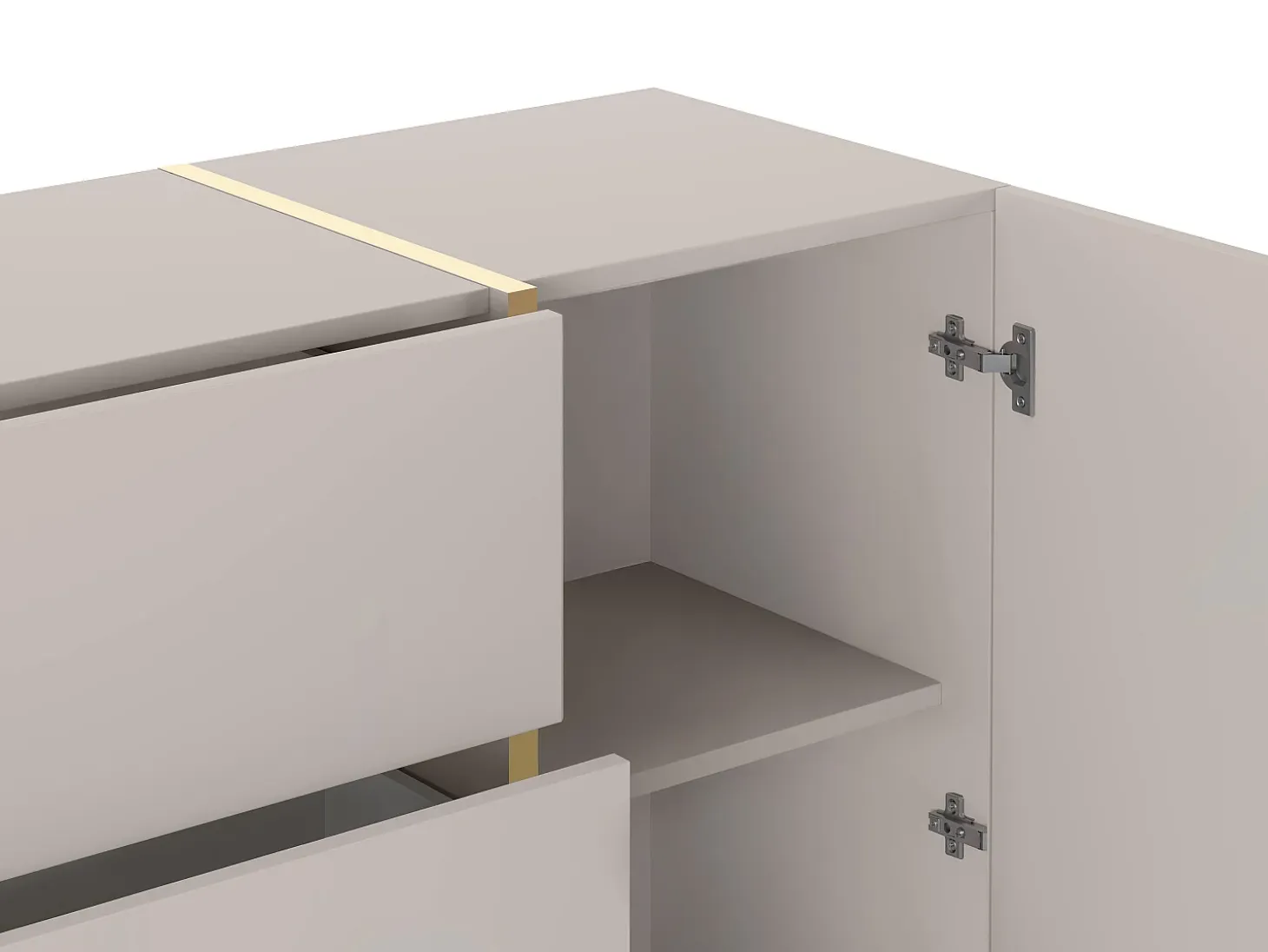 Aparador con 2 puertas y 3 cajones - Beige y Dorado - MARZIALO