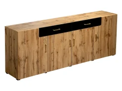 Aparador con 4 puertas y 2 cajones - Madera PB - Natural claro y negro